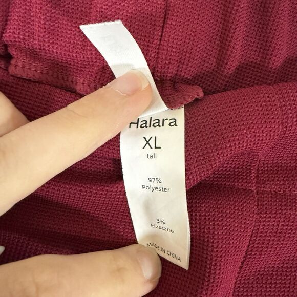 Halara Wide Leg Capri Women's XL Tall Purple Red Pull On Pleated Pockets - Picture 6 of 10